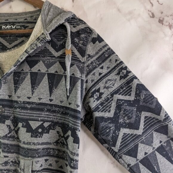 Kavu One Piece Size XXS Gray Sweatshirt Pajama Hoodie Jumpsuit Ernesto Geometric - Picture 12 of 13
